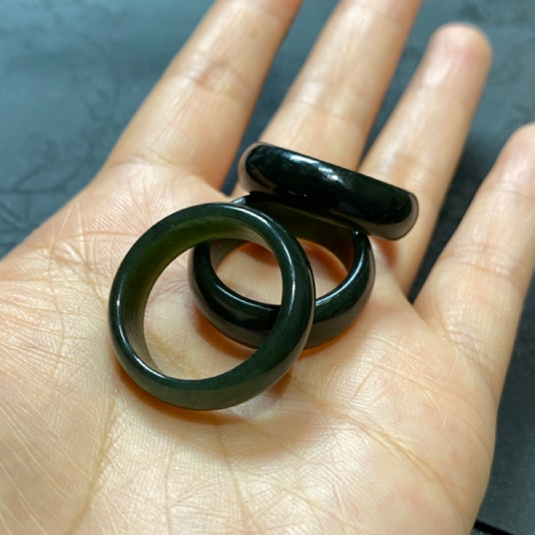 和田玉青玉指环戒指（内径约20mm）多样性发货拍一发一