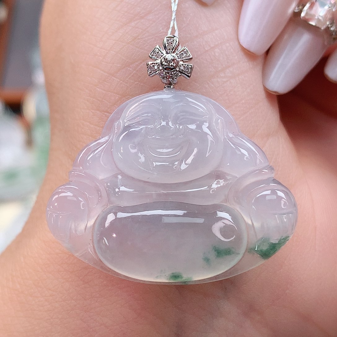 颈饰18K金镶嵌翡翠佛公