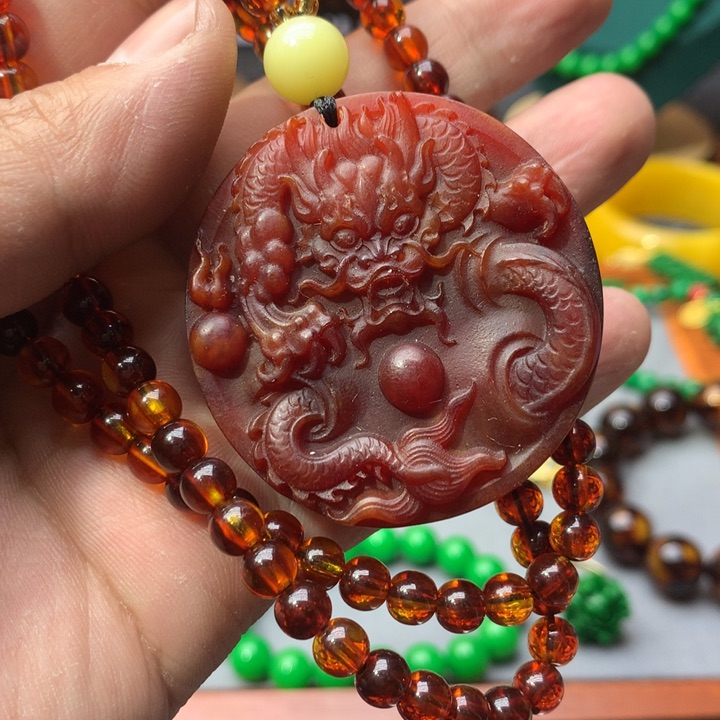 琥珀颈饰未镶嵌吊坠