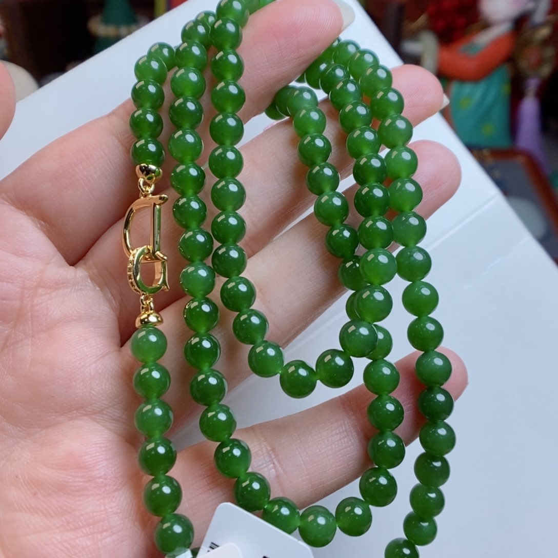 和田玉手链未镶嵌俄罗斯碧玉