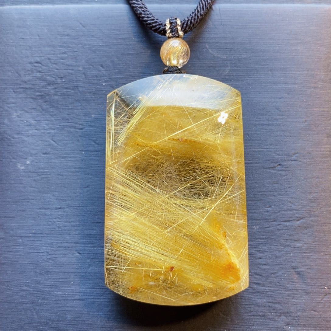 颈饰未镶嵌发晶天然白体金发晶满发晶无事牌