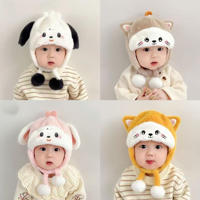 冬季婴儿护脸帽子保暖护耳男女宝可爱毛线帽婴幼儿针织帽儿童帽子