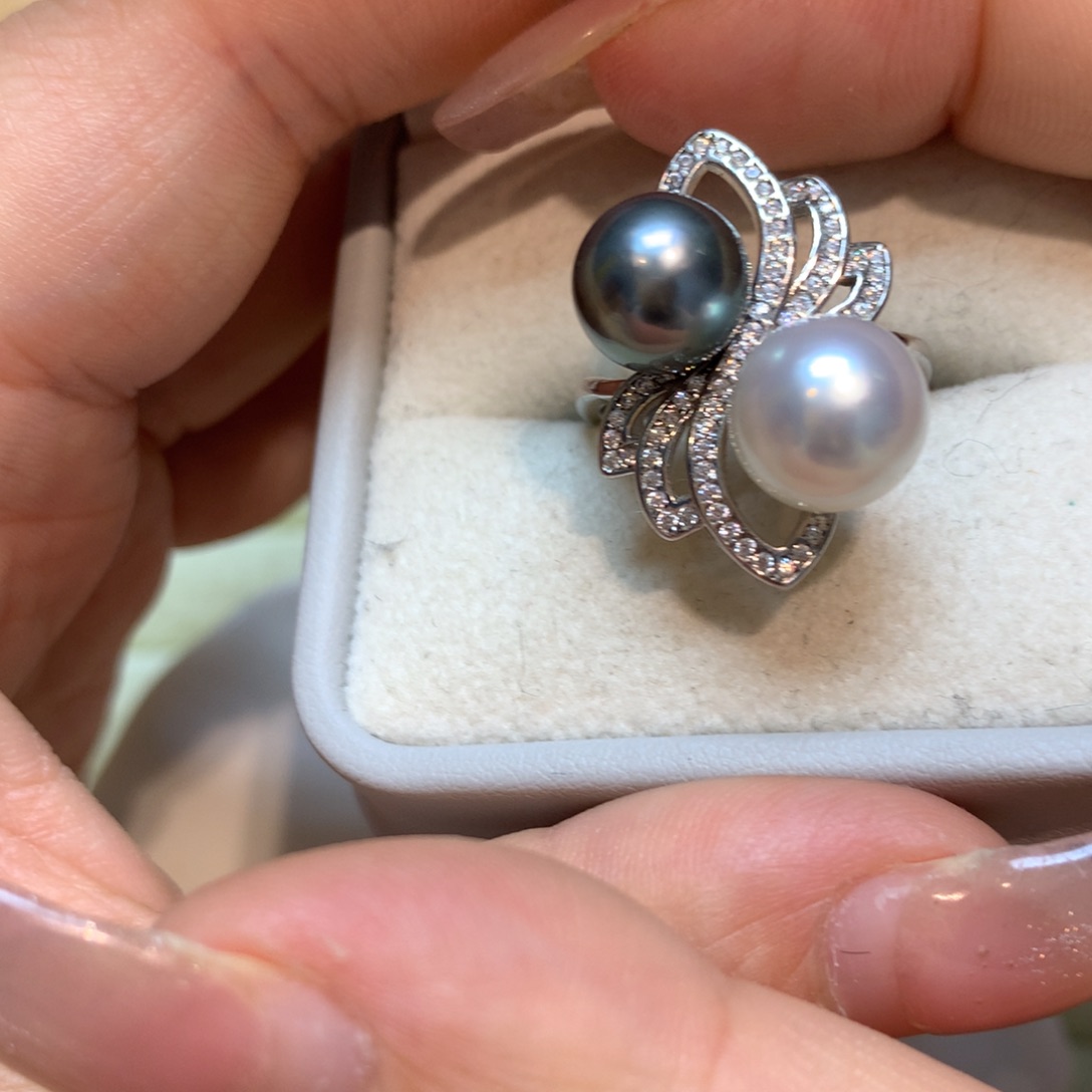 海水珍珠戒指银S925镶嵌
