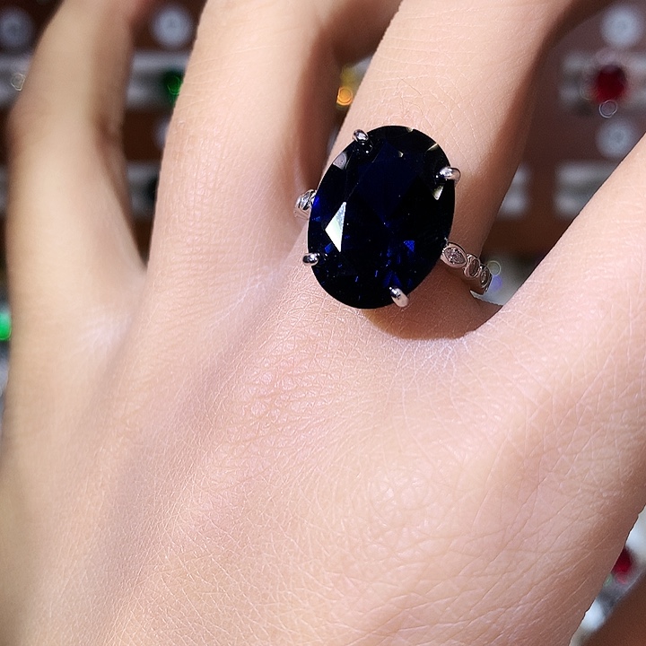 925银皇家蓝戒指白