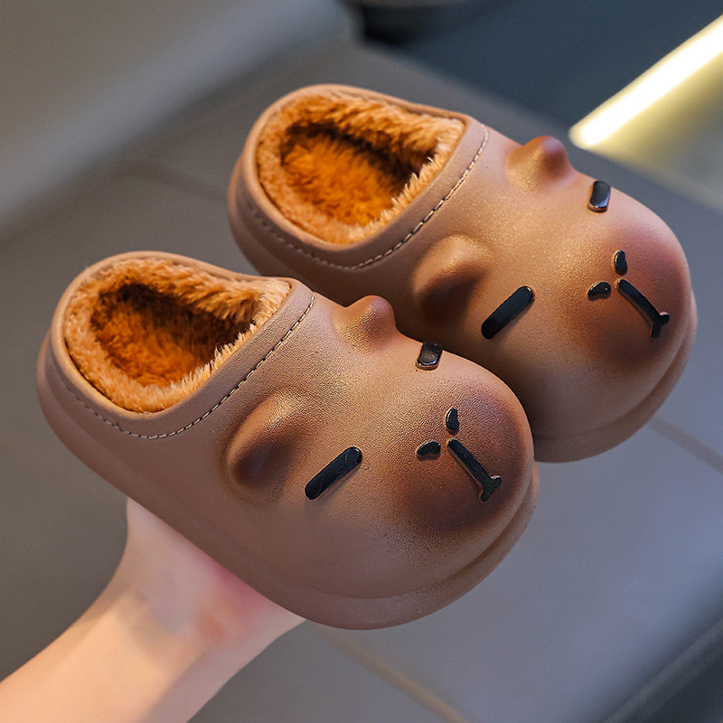 卡皮豚棉拖鞋儿童男童冬季室内防滑居家可爱女童棉拖鞋儿童外穿