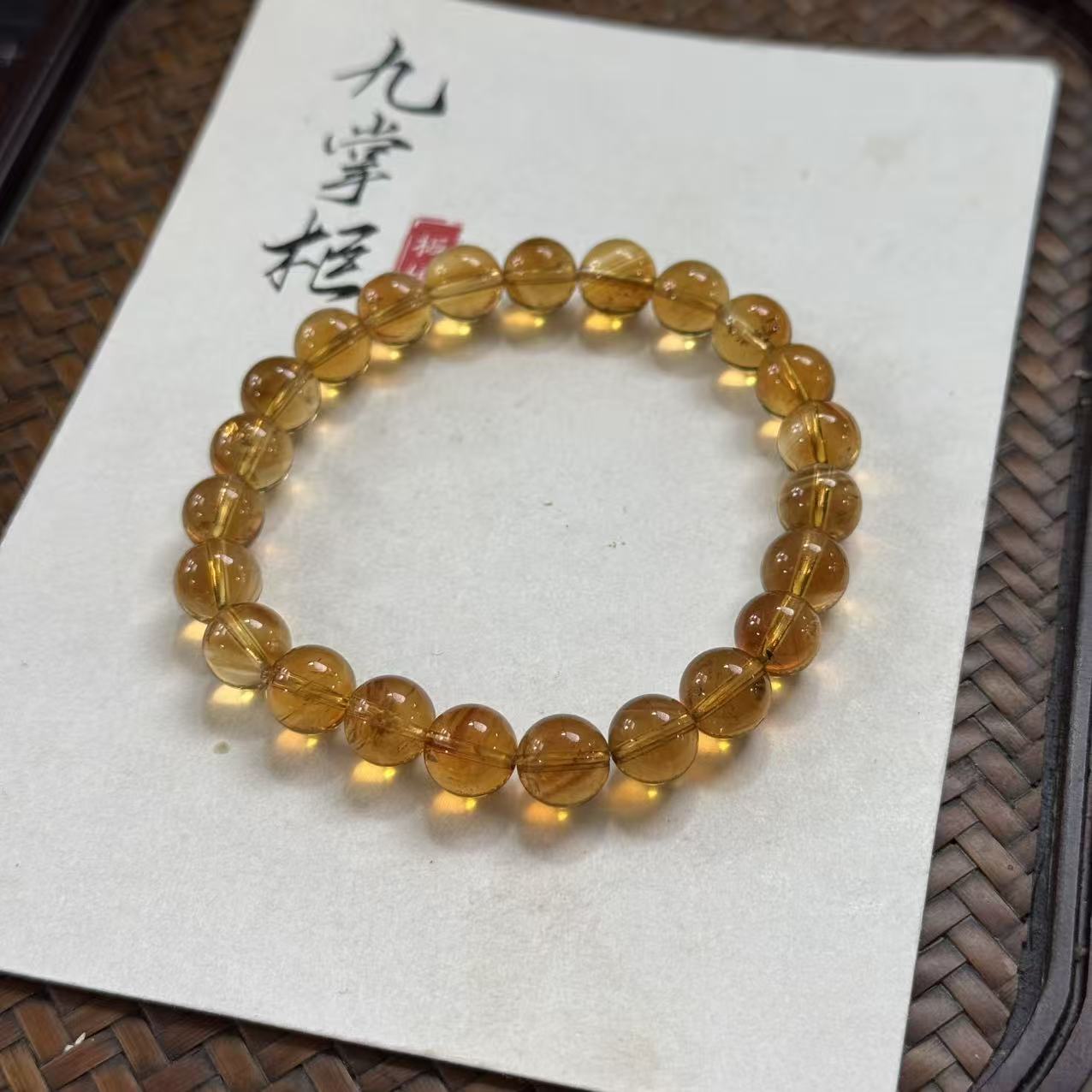 天然黄水晶单圈暴力黄手串—多样性发其一8mm+