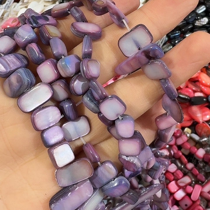 玛瑙/玉髓合金珠宝半成品2条紫色不规则长方形