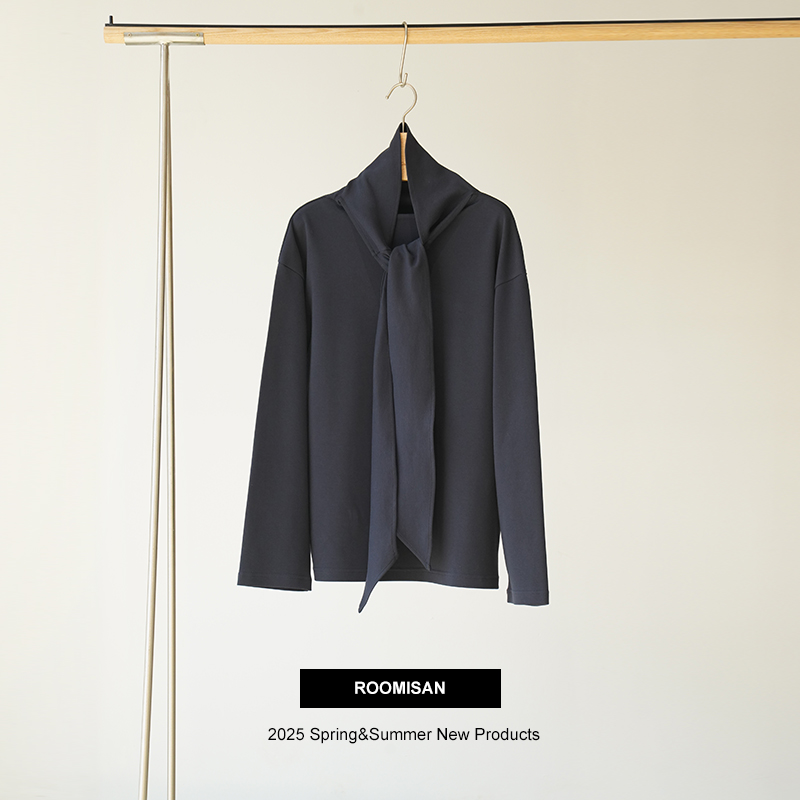 ROOMISAN【25SS/极简围脖绑带长袖T恤】24889