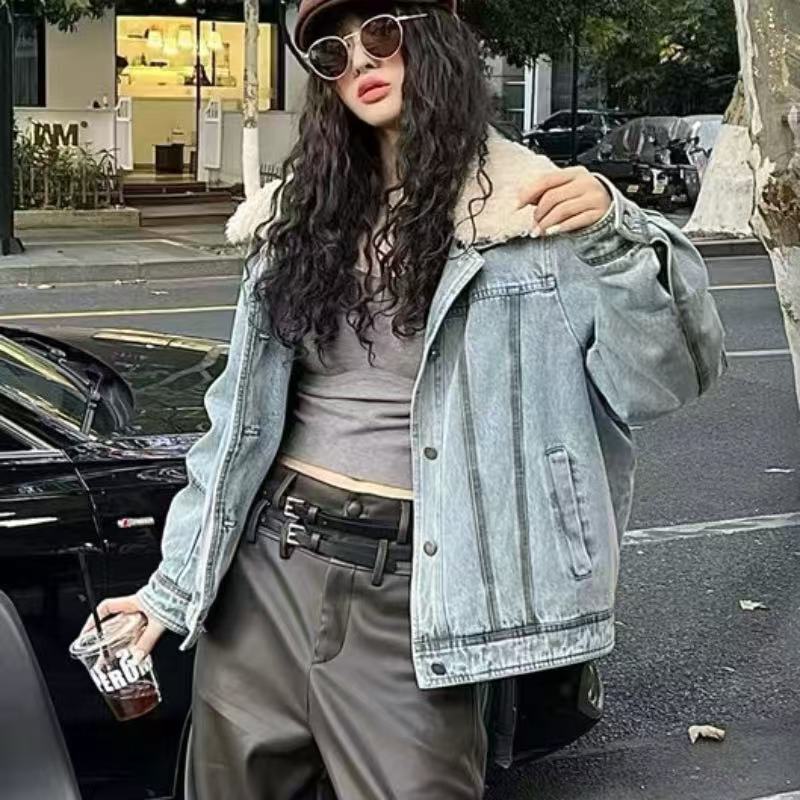 超时尚羊羔毛领内里羽绒服短款韩版保暖夹克衫外套女冬季新款洋气