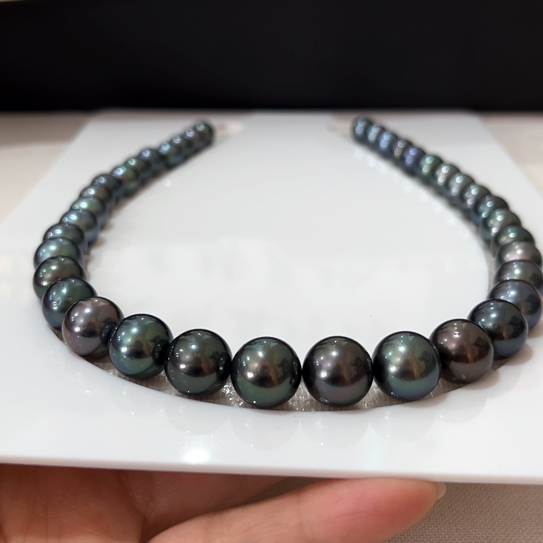 海水珍珠颈饰未镶嵌孔雀蓝炫彩10-13