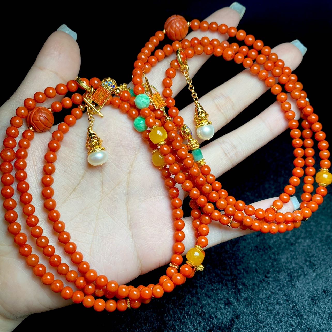 【云上好物】 DS67454-南红DIY项链-多样性发一件-4.5mm（甄选）