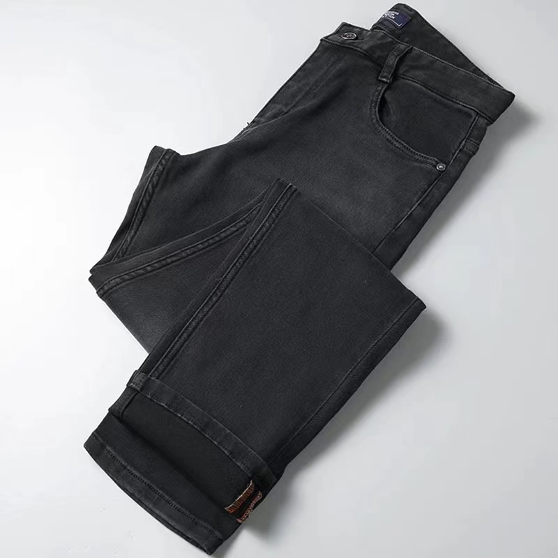 百搭中腰男士拉链宽松牛仔裤