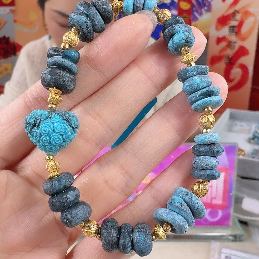 绿松石银S925镀金镶嵌珠宝奇石