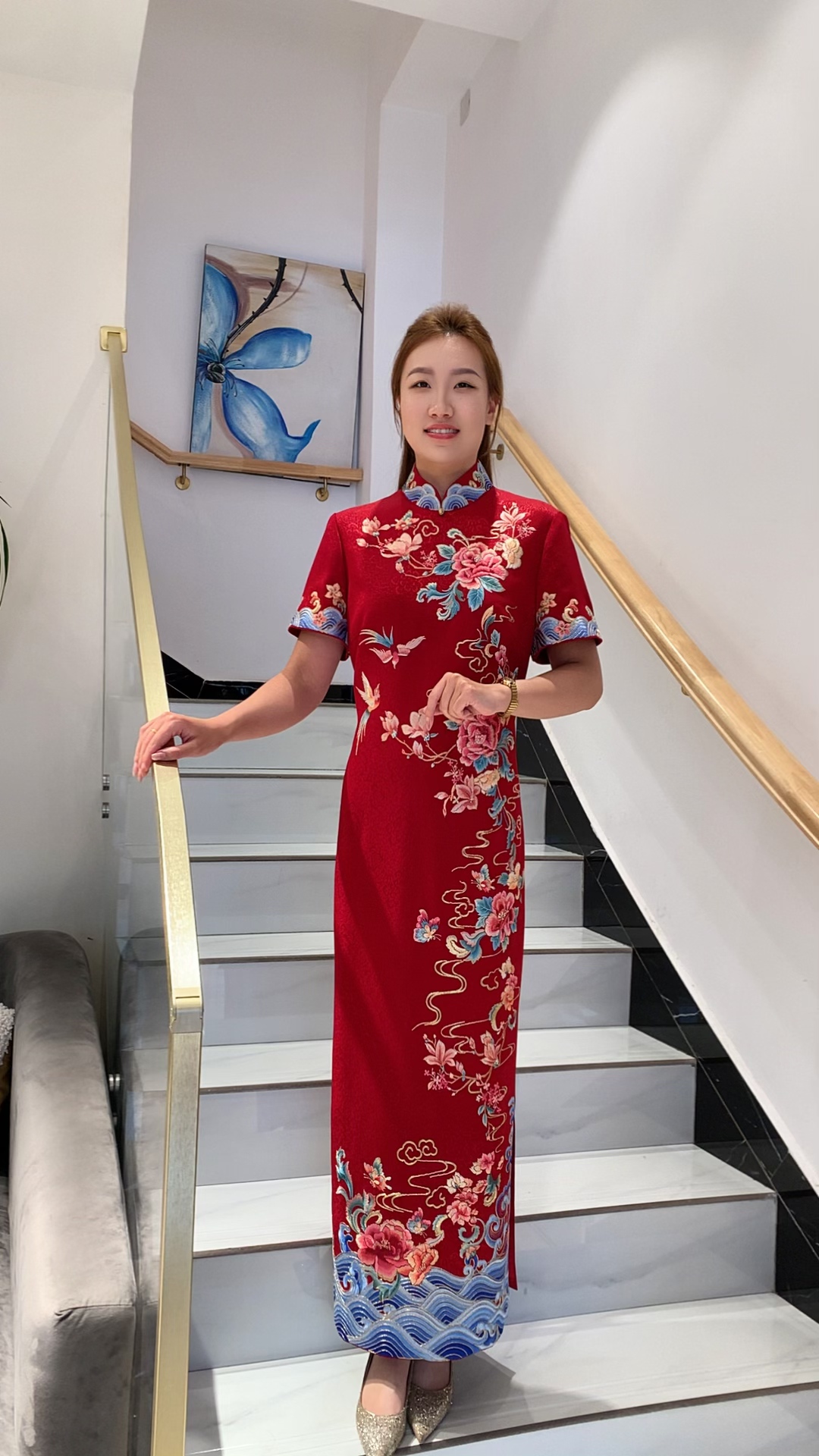 朱紫褕170539重工刺绣牡丹富贵高端礼服婚礼喜妈妈礼服