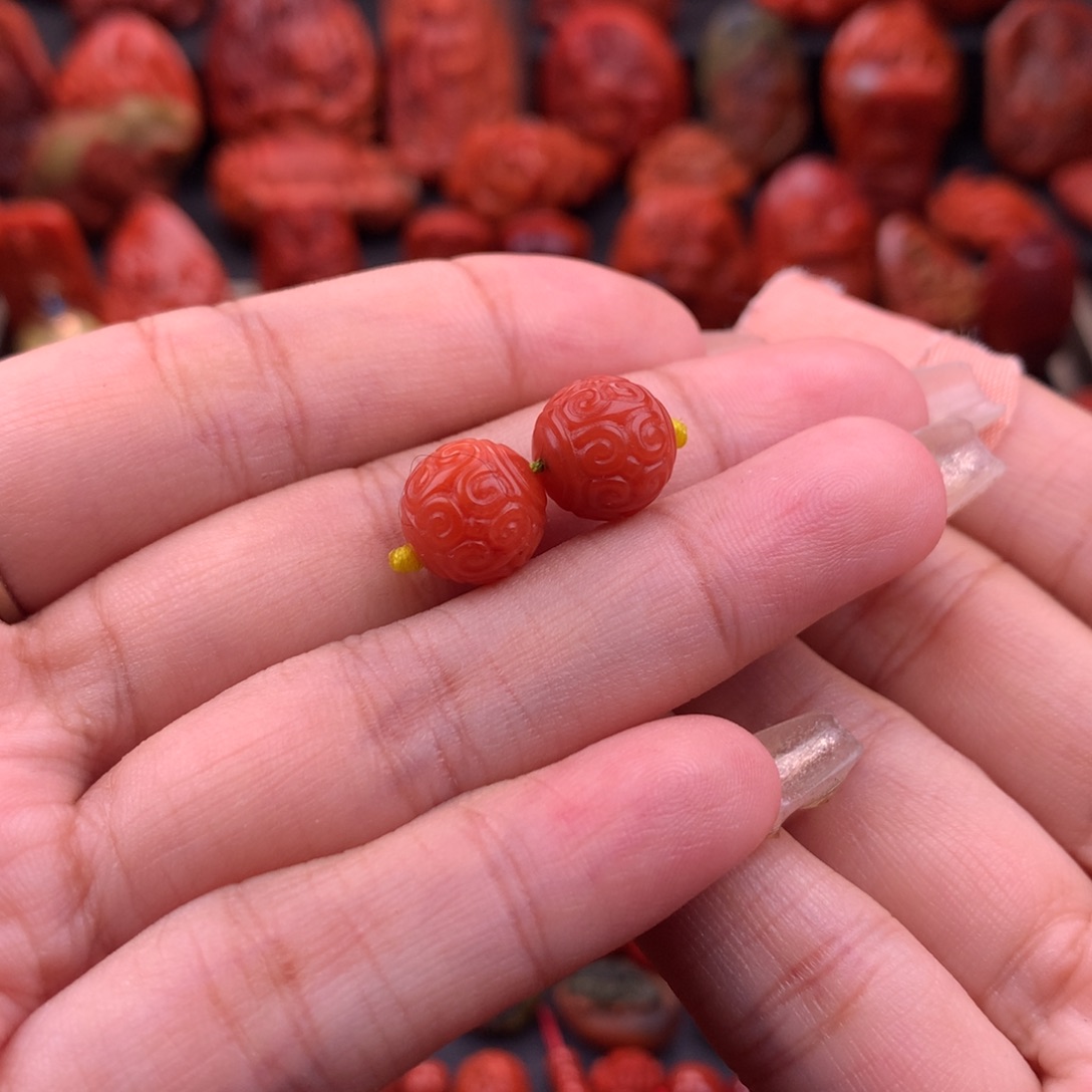 南红玛瑙南红保山回纹圆珠10.3mm未镶嵌