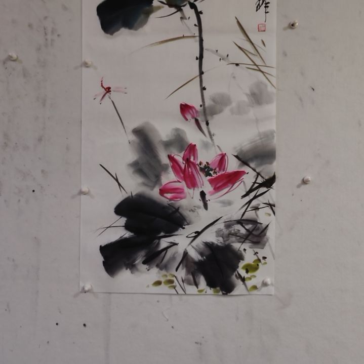横款荷花国画 装饰佳品