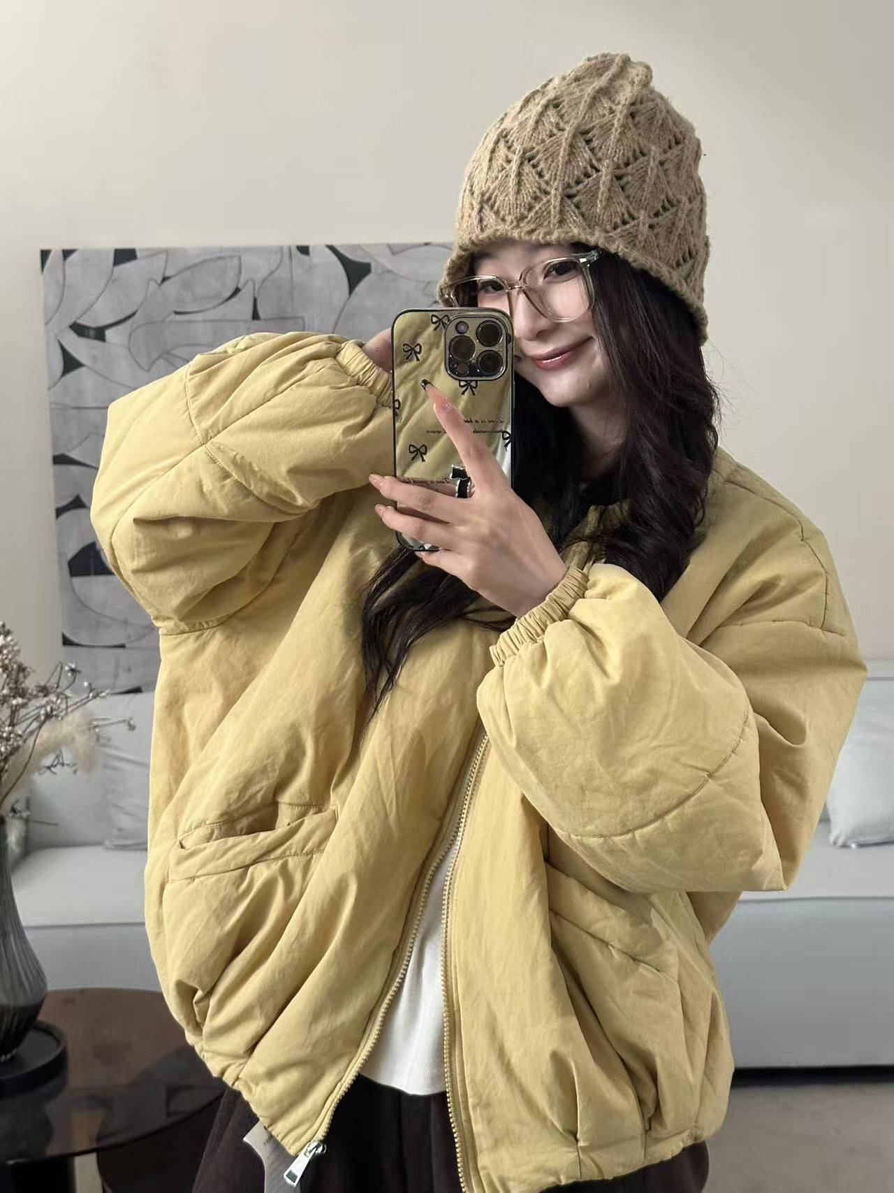 【VOG原创】衣长79-81秋冬 中长款立领按扣保暖简约棉服D251483