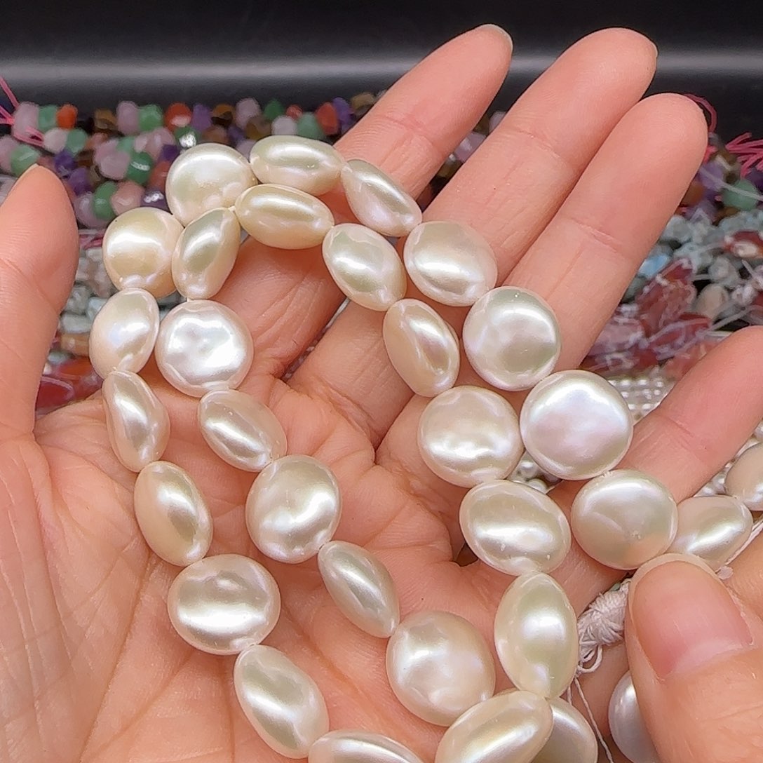 么***哒玛瑙/玉髓合金珠宝半成品珍珠圆饼拍十42.8发一条