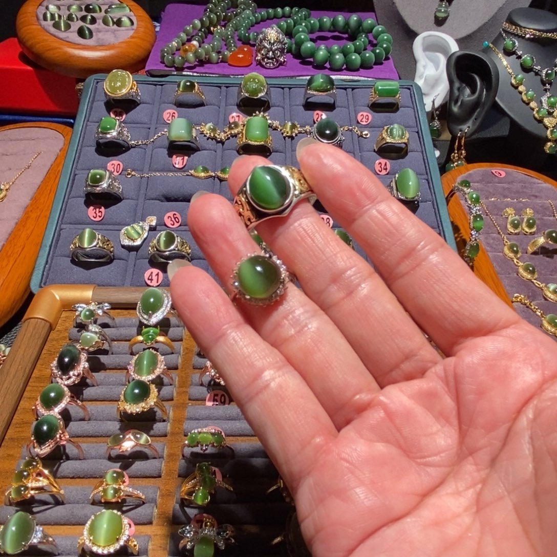 品***然和田玉（碧玉）银S925镶嵌戒指