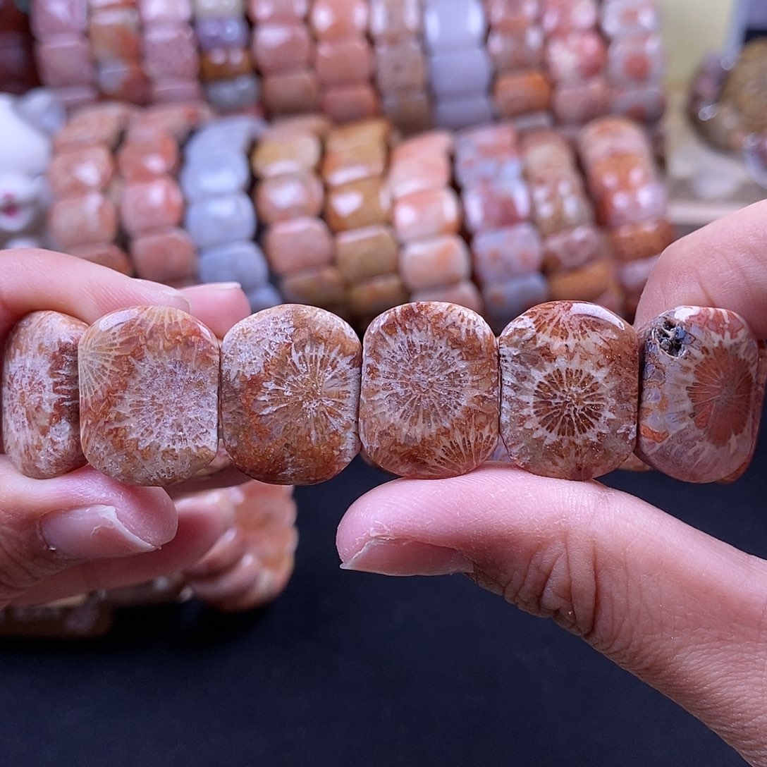 硅化珊瑚（珊瑚玉）手牌未镶嵌21