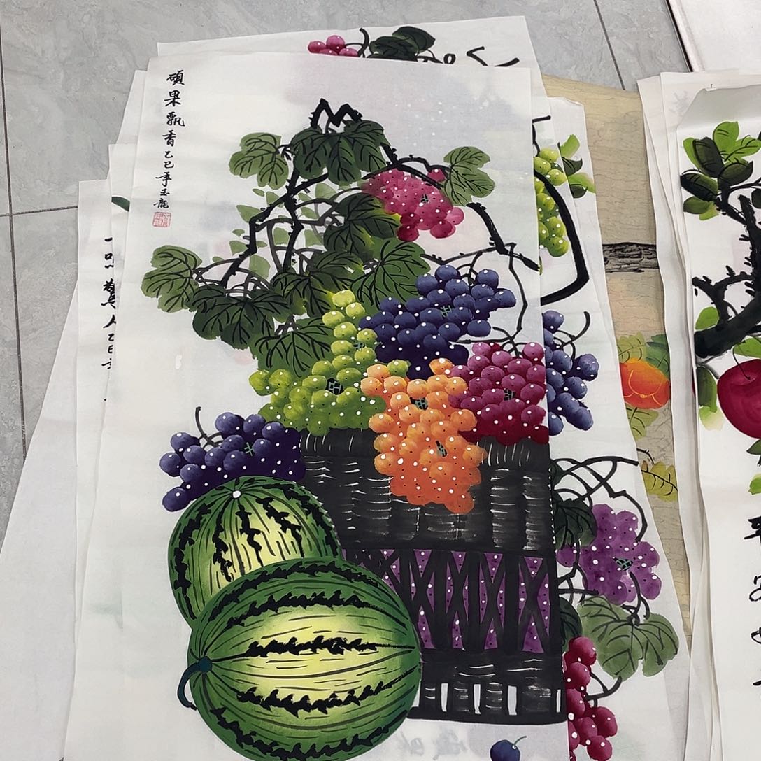 国画国画作品原稿三尺葡萄