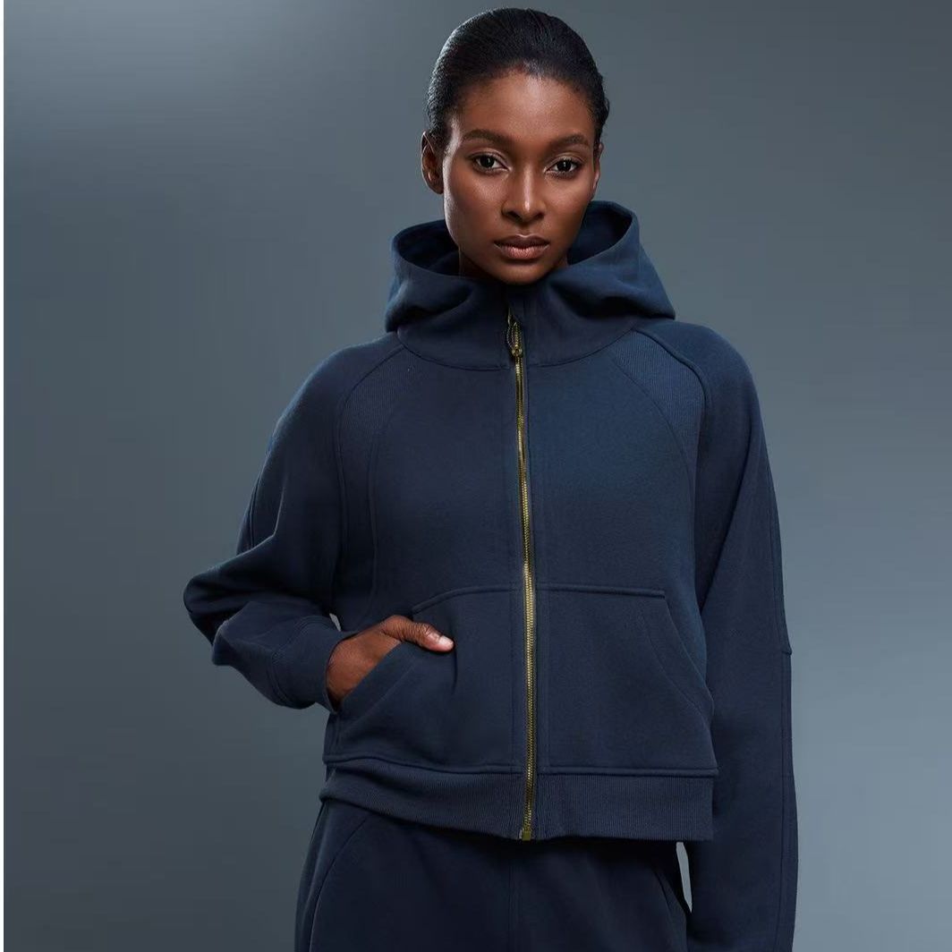 s**ba全拉链宽松连帽卫衣秋冬开衫加绒保暖减龄运动上衣D25130