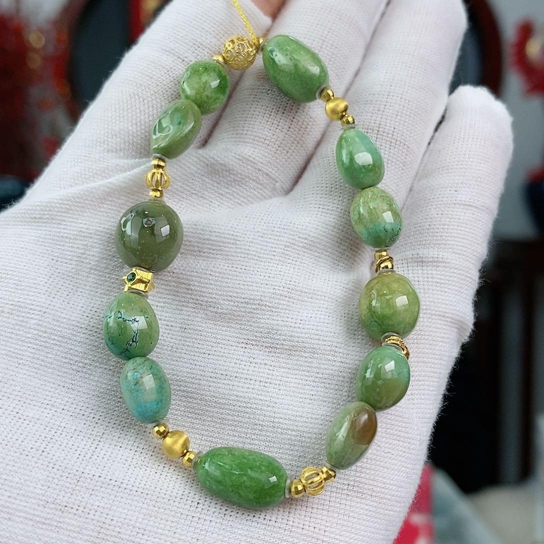 绿松石珠宝奇石18K金镶嵌
