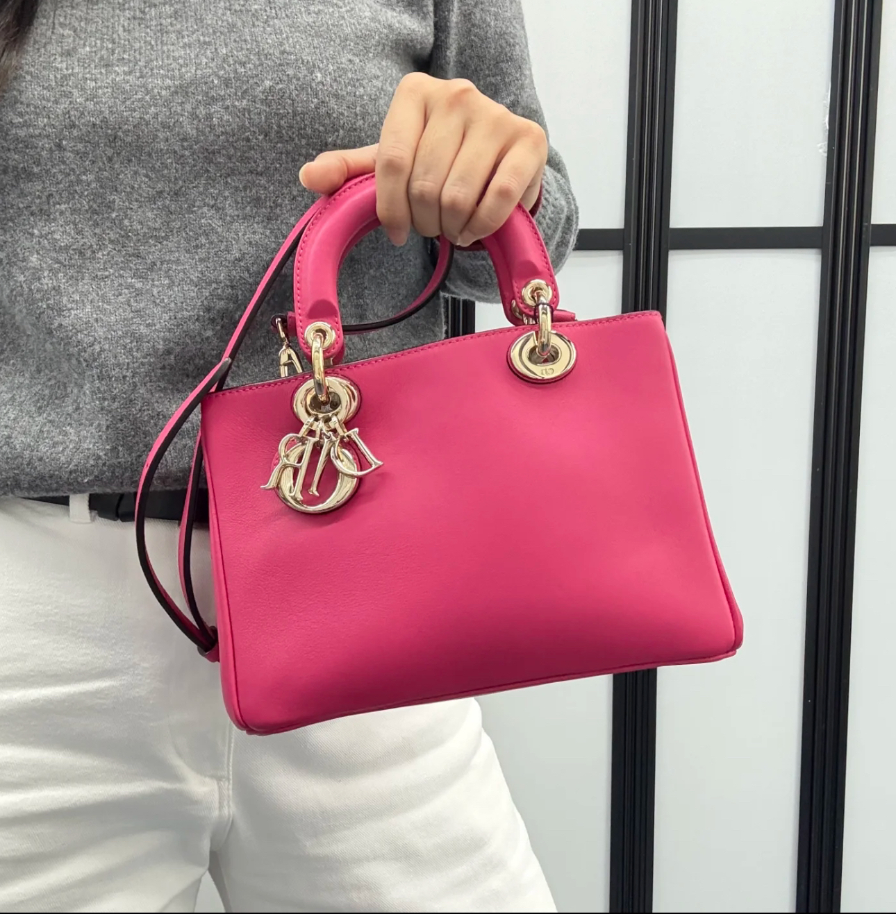 95新 DIOR/迪奥 多宝二奢/13050/粉色小号vip斜挎包