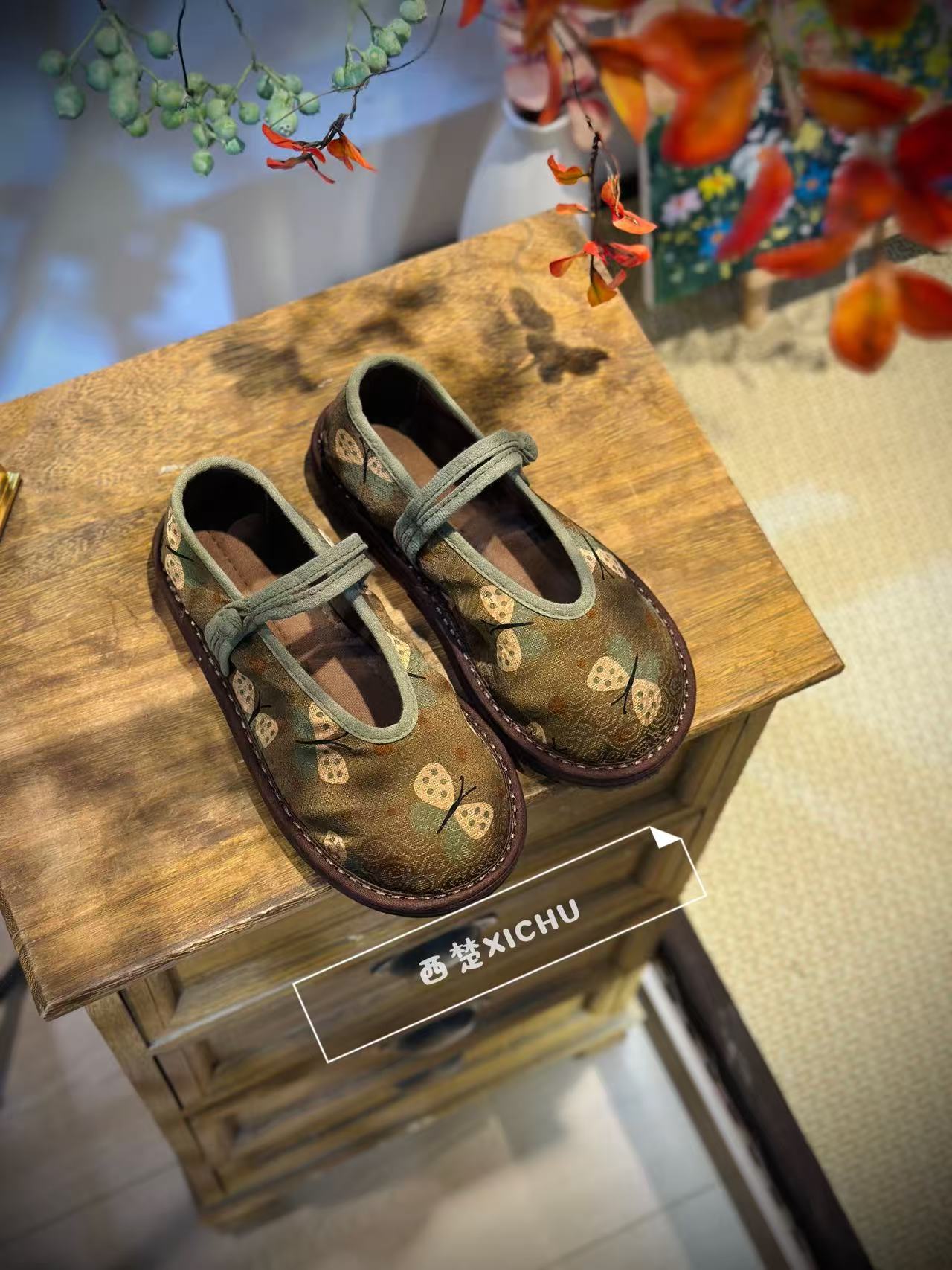西楚（蝴蝶庄园盘扣）气质新中式时尚复古经典重工百搭低帮手工布鞋