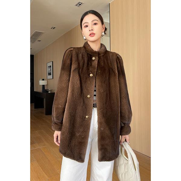 貂皮大衣海宁进口女真貂整貂母貂紫标中长水貂皮草年轻中长款外套