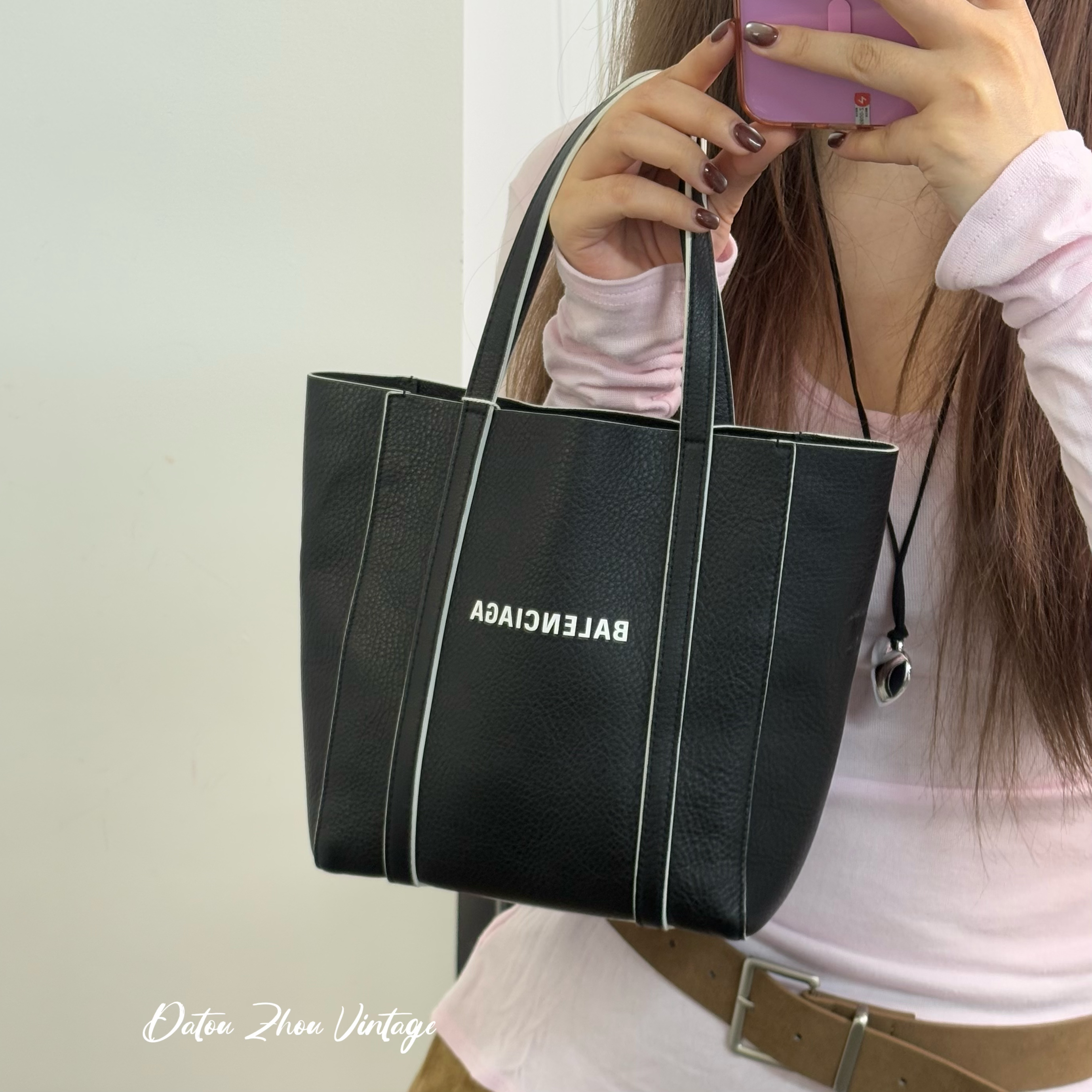 95新 Balenciaga/巴黎世家 黑色购物袋手提包jx 