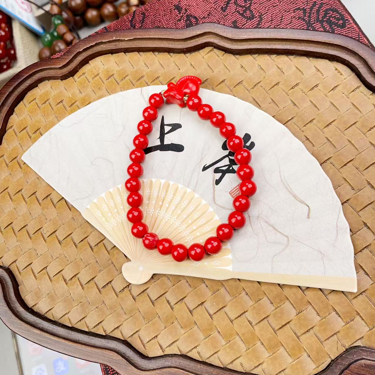 天然辰砂天然辰砂朱砂马牌手串 多样性发货拍一发一