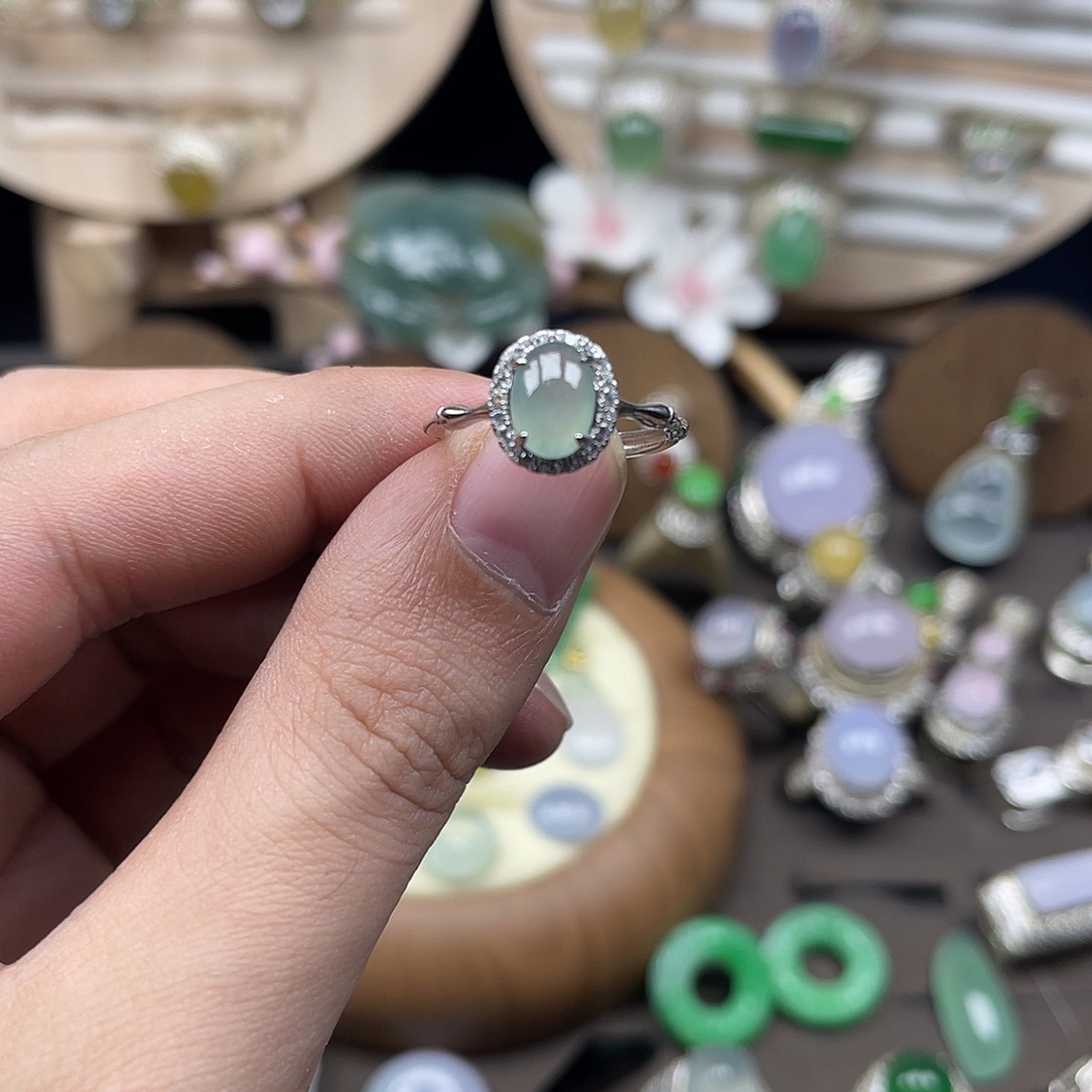 翡翠银S925镶嵌戒指