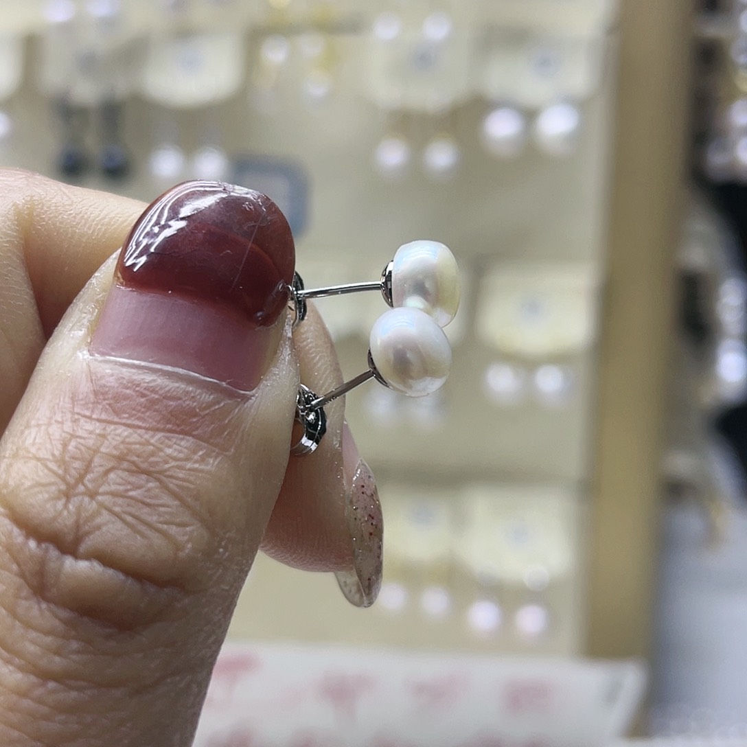 淡水珍珠耳饰银S925镶嵌