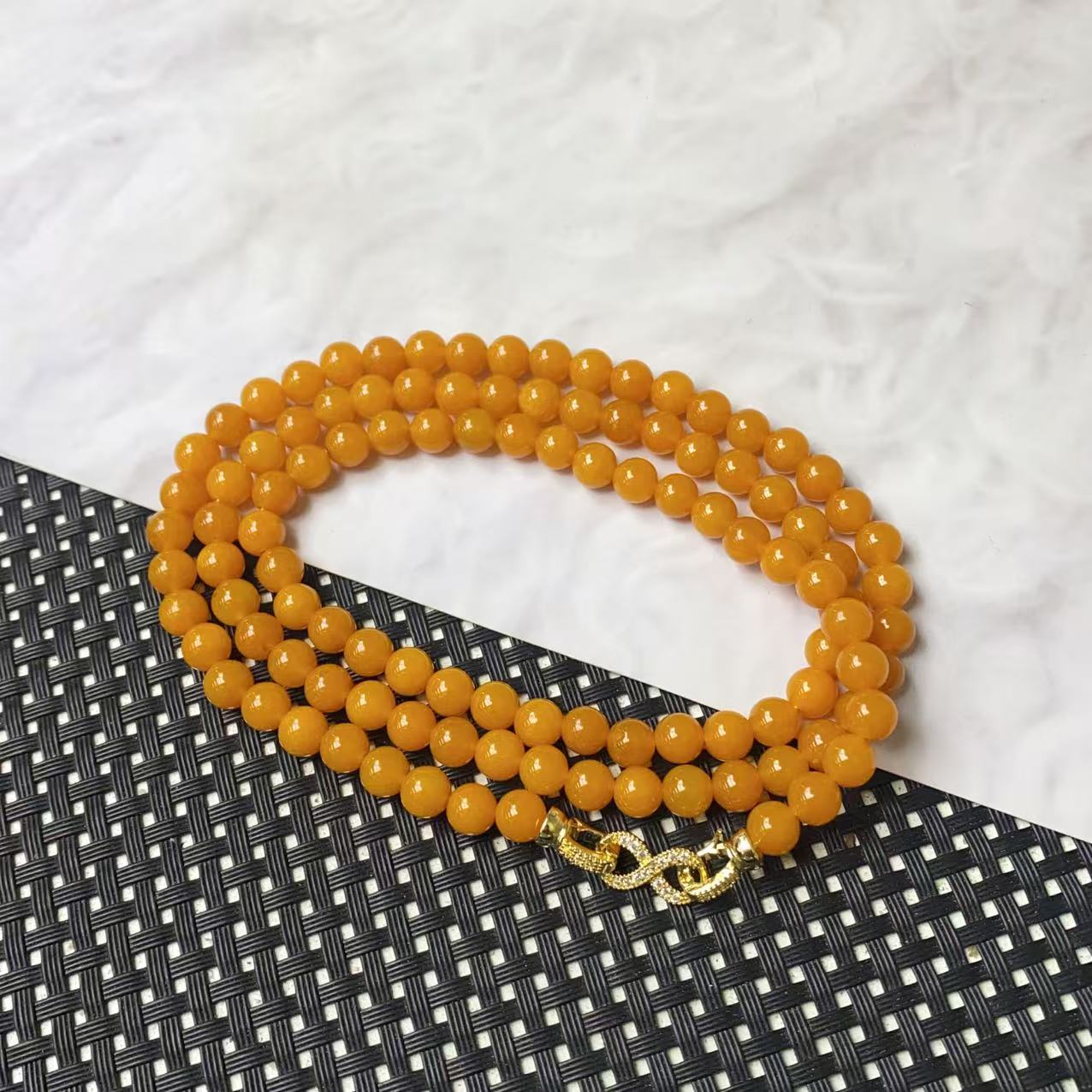 B339黄色系108颗项链6M