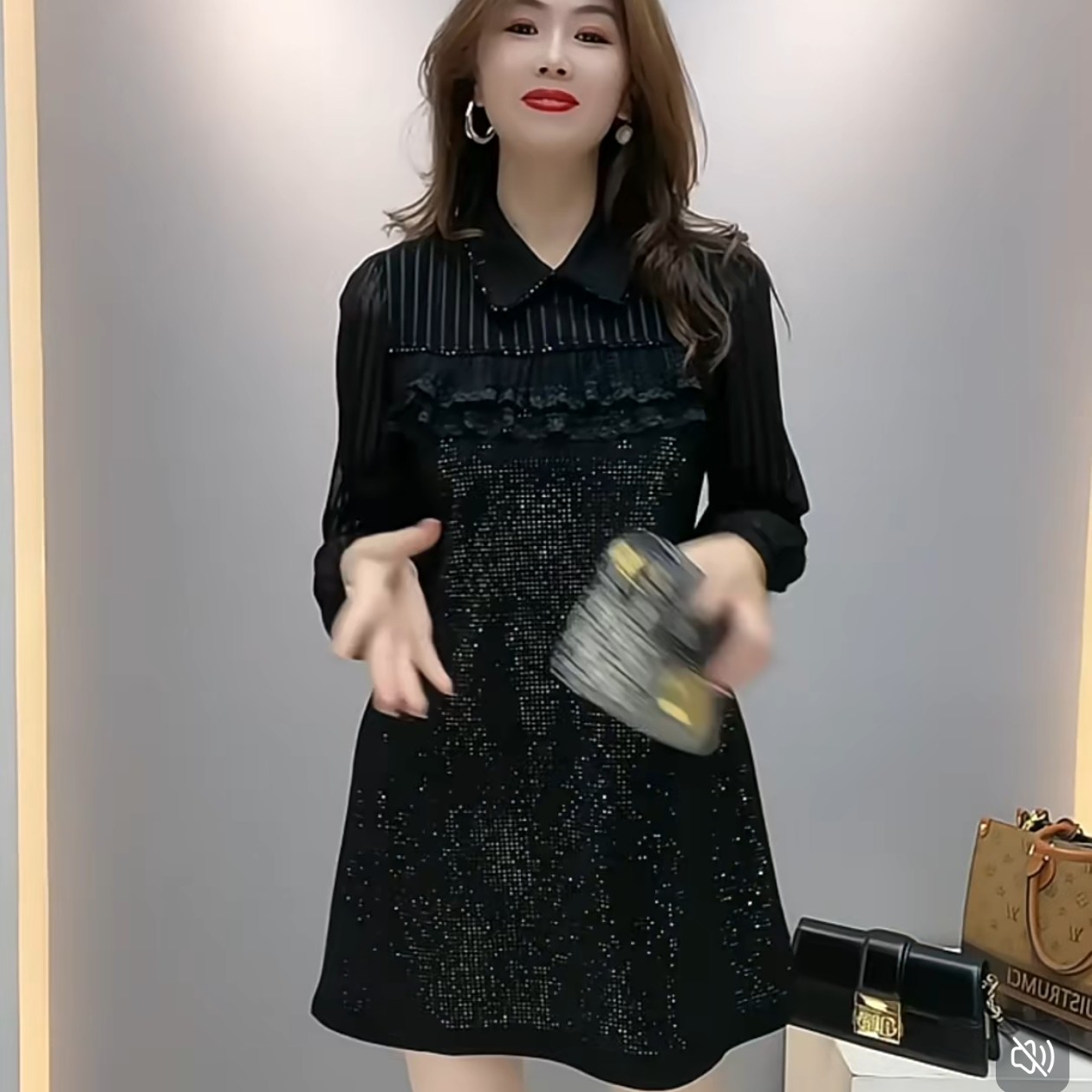 〖铃铛精选〗方领亮闪闪时尚连衣裙