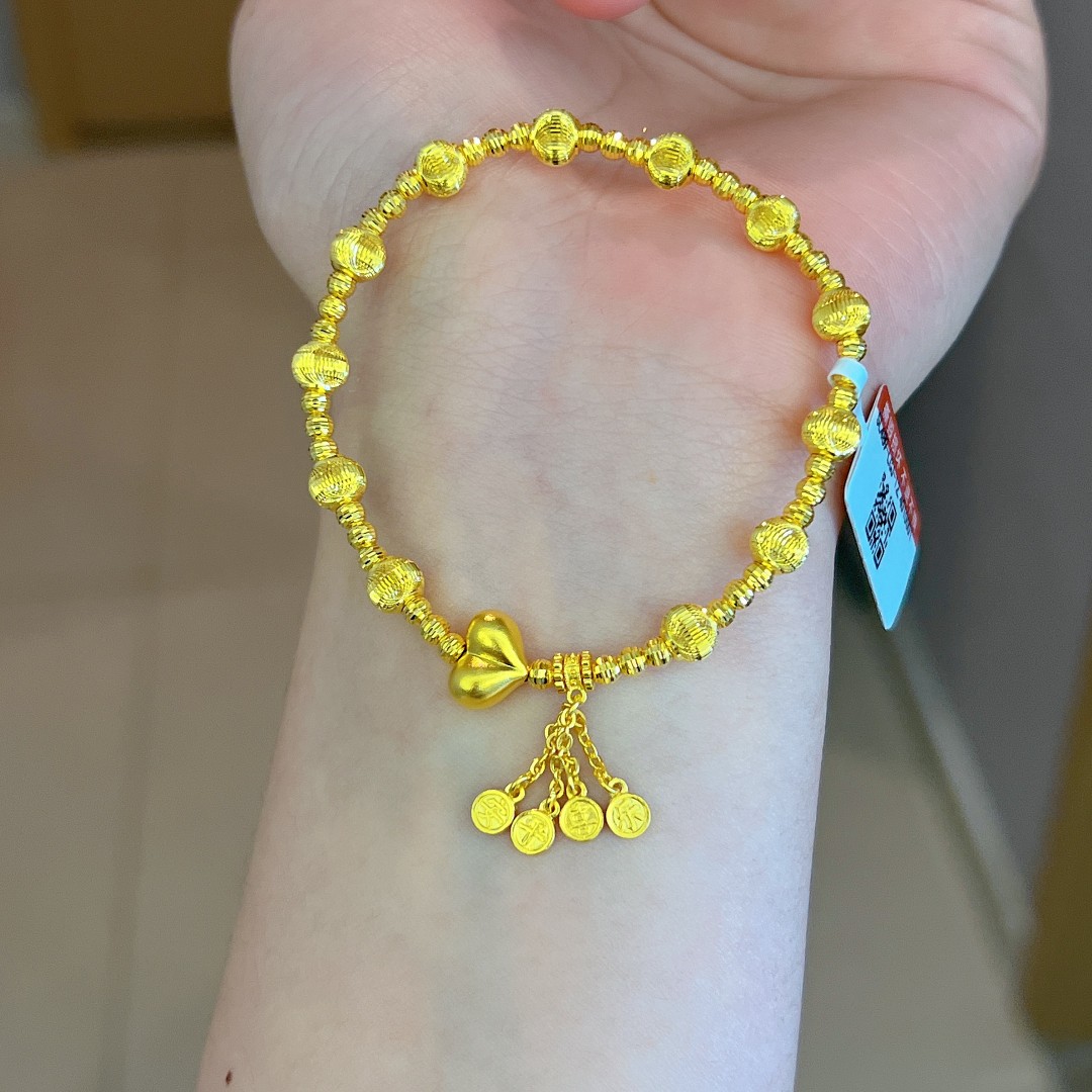 【屁桃平安喜乐黄金手链】足金999 多样性发一不支持七天无理由