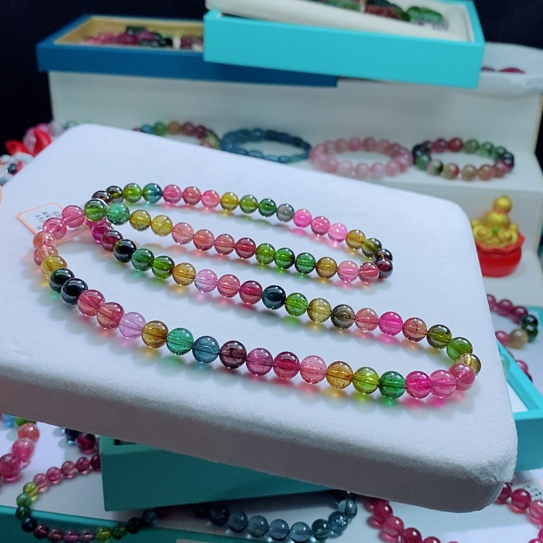 碧玺手链未镶嵌7.7mm左右