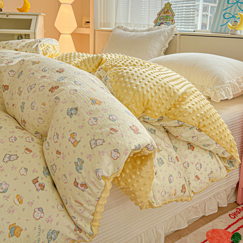 冬季加厚豆豆绒单被套两面可用四季款单被套柔软舒适无静电