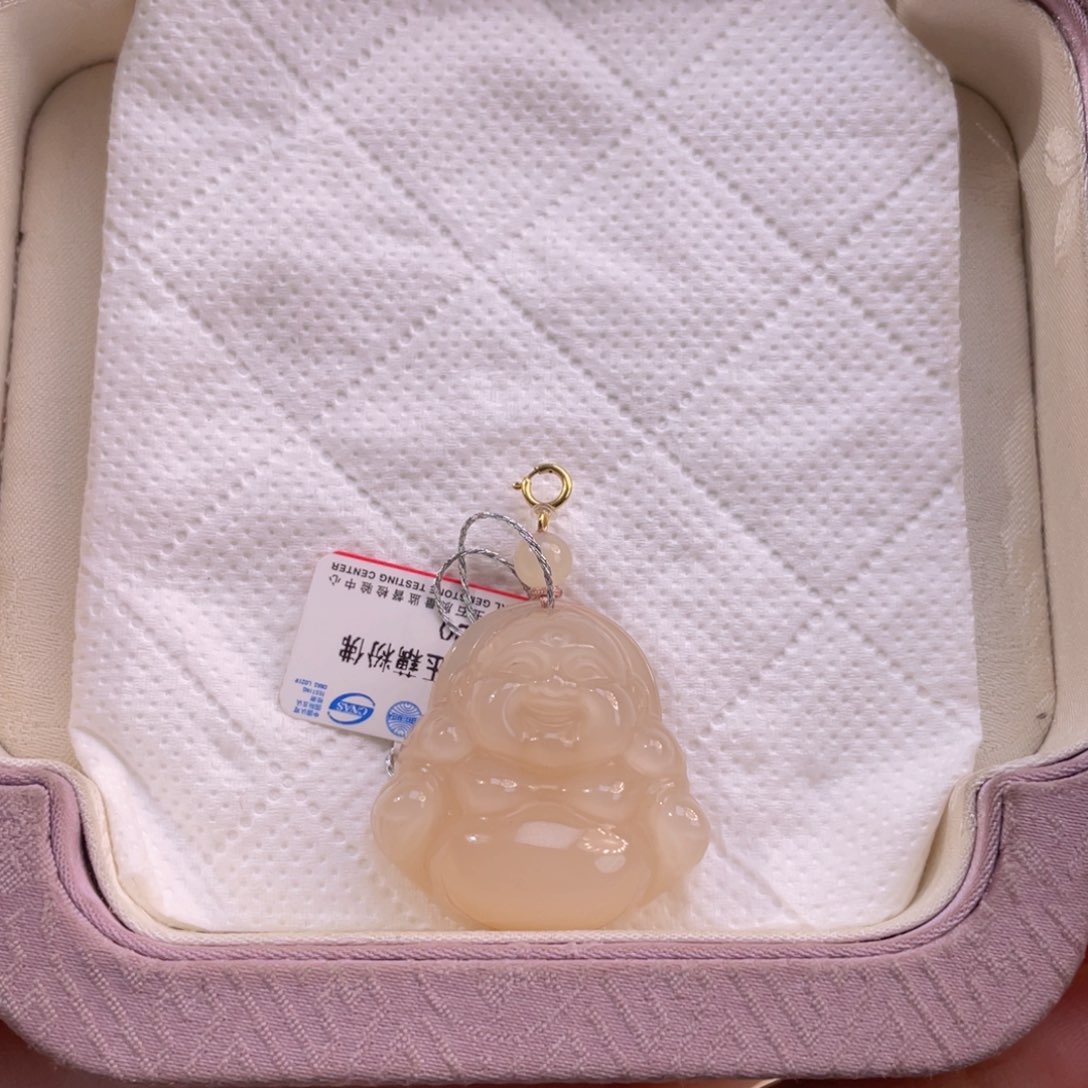 和田玉18K金镶嵌吊坠(不含链)