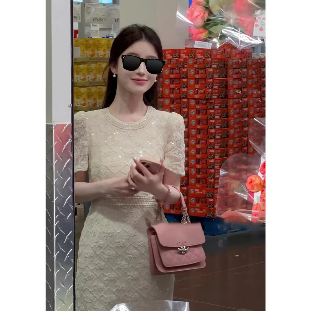 5628法式时尚轻奢蕾丝连衣裙女2025年夏季新款气质显瘦长裙子百搭