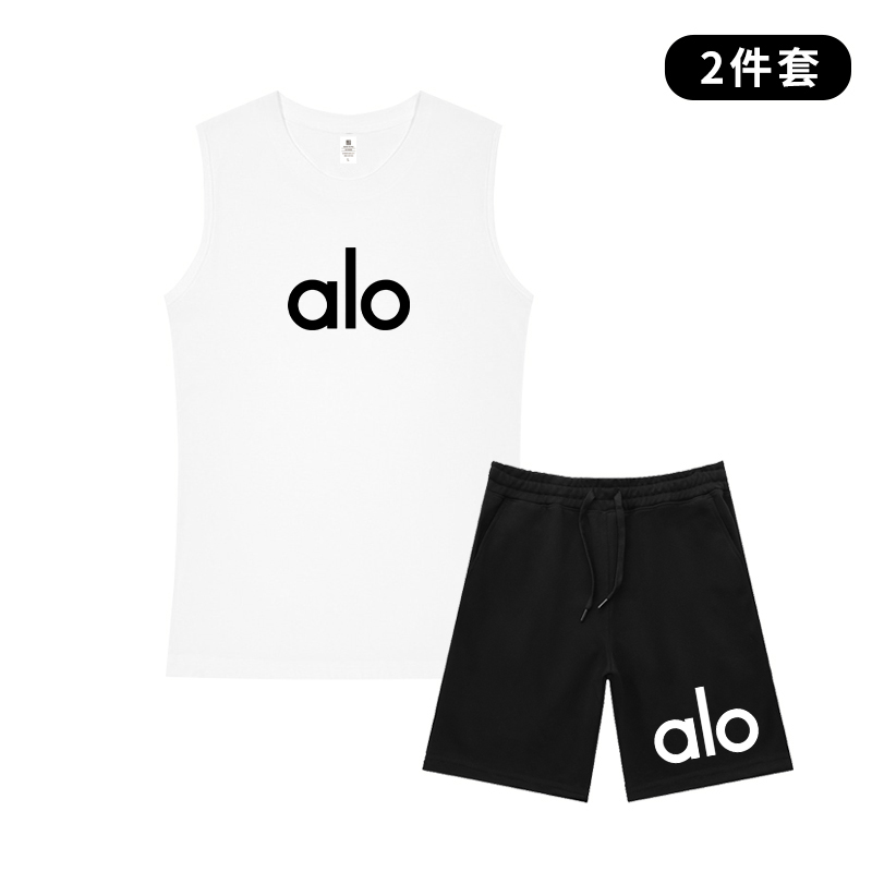 冰丝运动套装男款夏季高级感休闲坎肩无袖t恤短裤潮男穿搭一整套