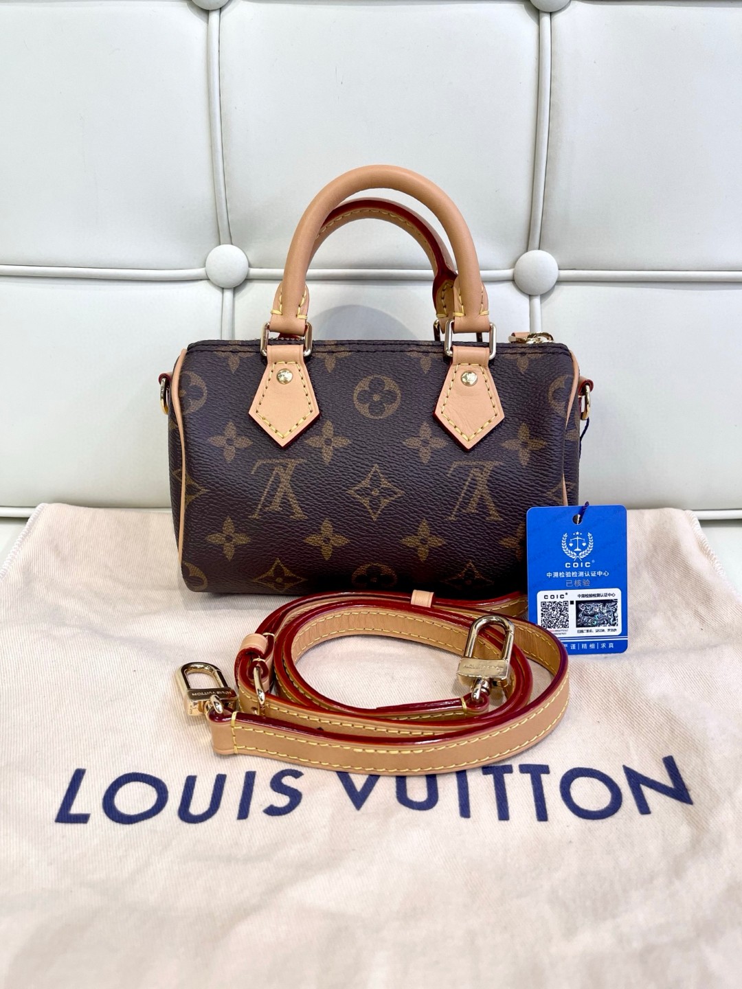 99新 LouisVuitton/路易威登 119089 lv老花speedy nano斜挎包