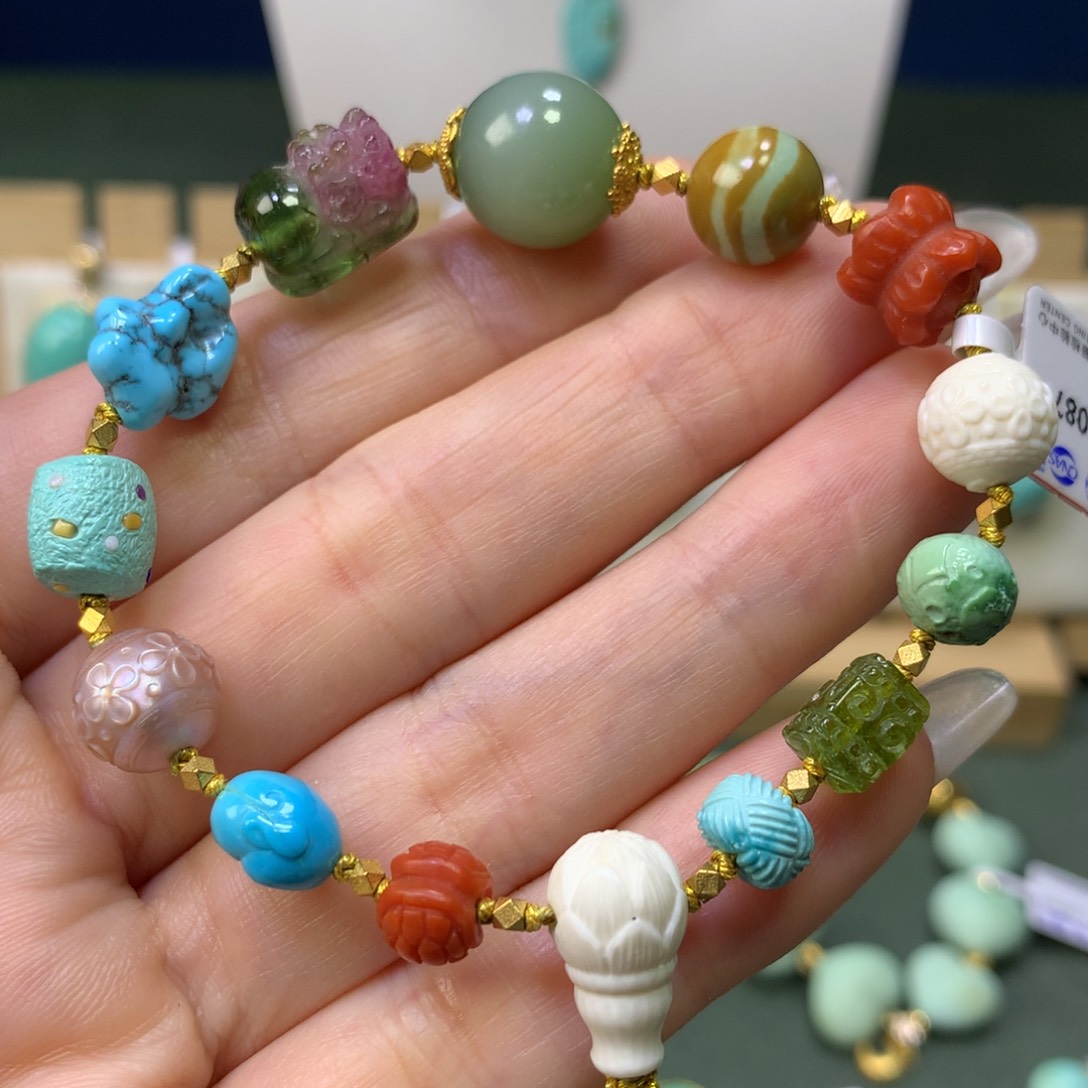 绿松石手链18K金镶嵌