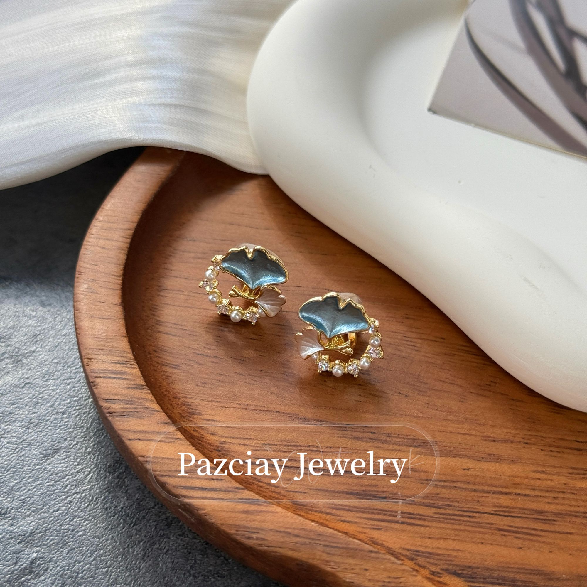 铜合金耳饰 银杏叶小圈耳饰2025爆款耳钉耳夹气质小众精致