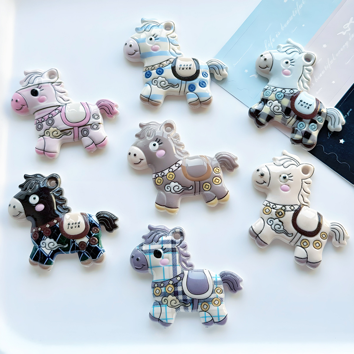 【兮子家】马上有钱可爱卡通亚克力贴片diy吊坠挂件创意饰品