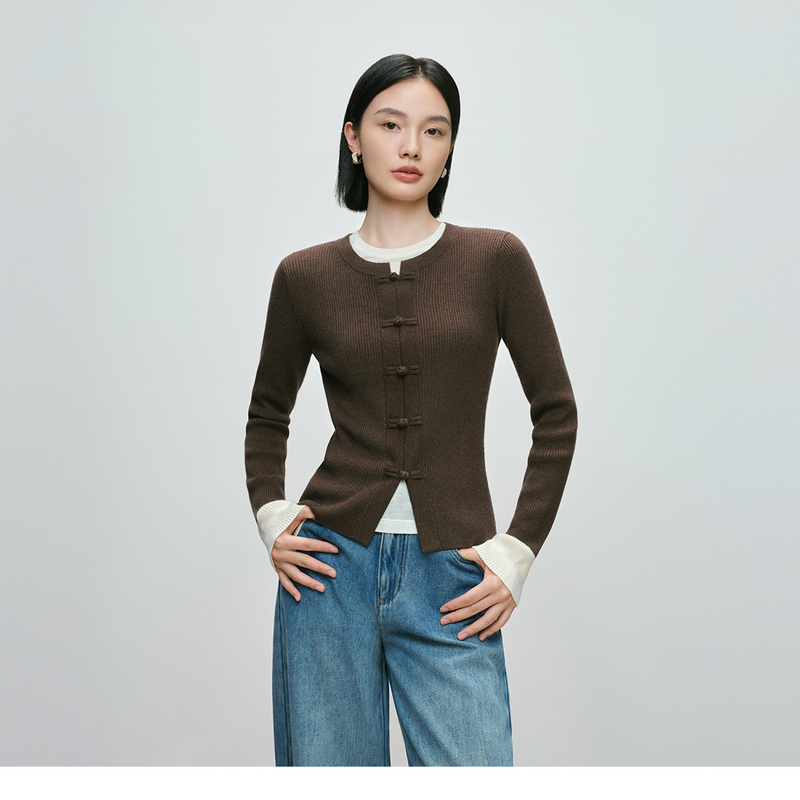Naivee/纳薇【CC专属】绒云衫25新中式针织衫美利奴羊毛2592954W0