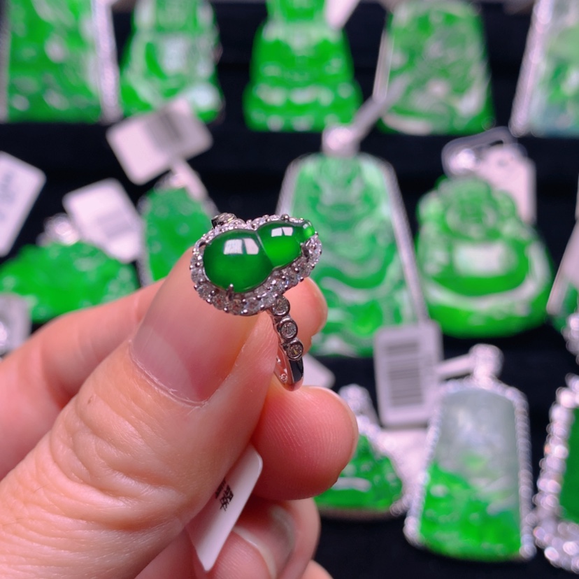 【闪购商品】翡翠戒指银S925镶嵌翡翠