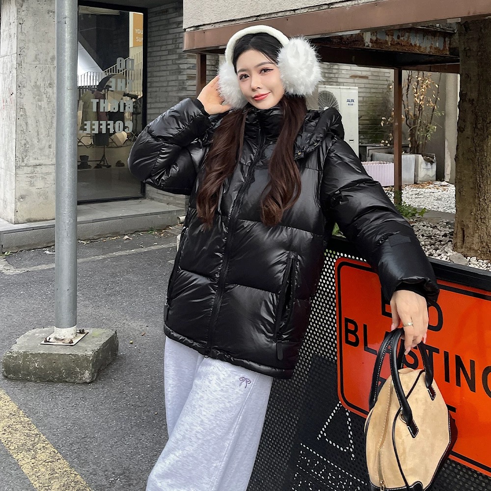 设计感黑钻短款羽绒服冬季抗寒百搭加厚保暖连帽男女同款衣服外套