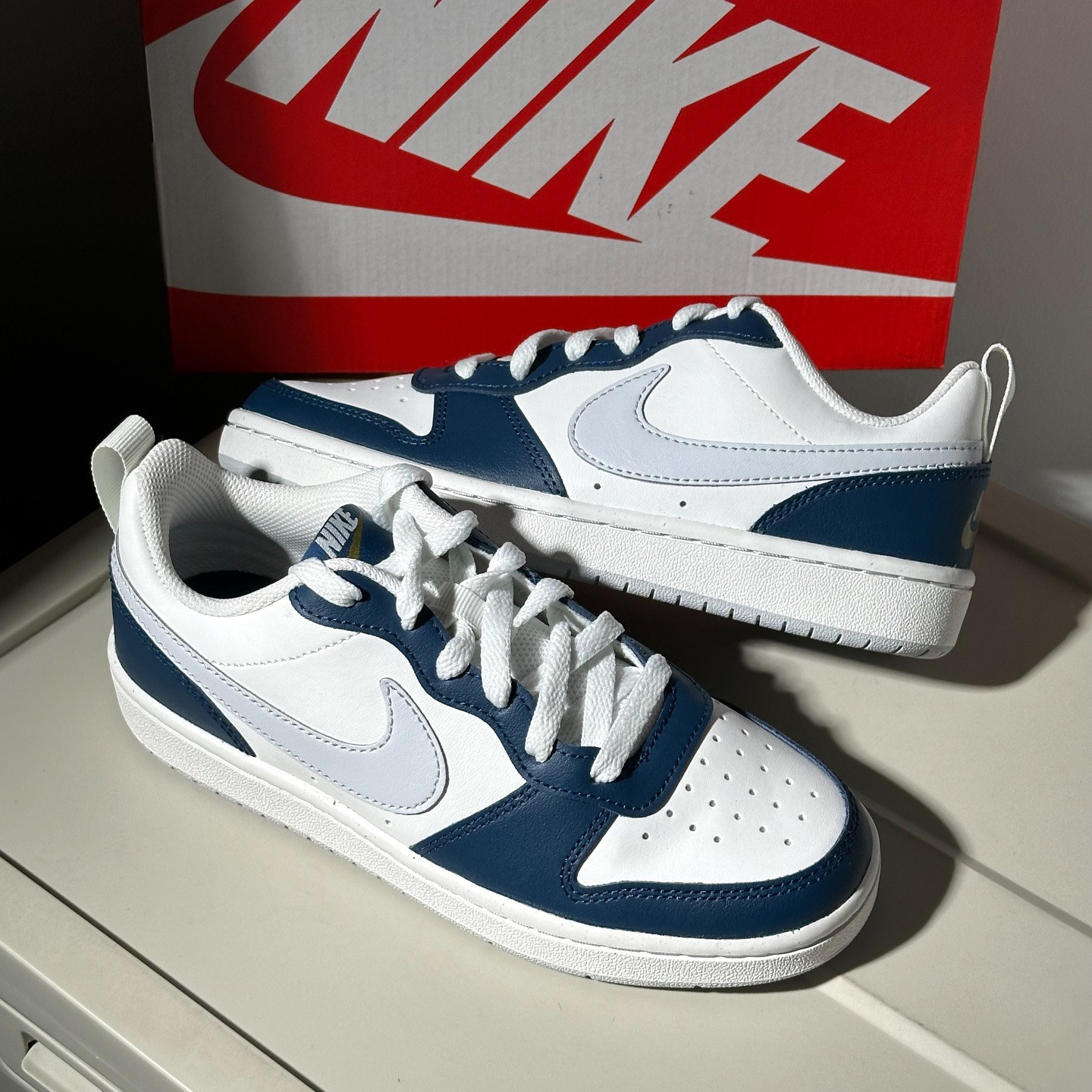 Nike Court Low 2 GS 白蓝 女子复古低帮休闲运动板鞋 BQ5448-121